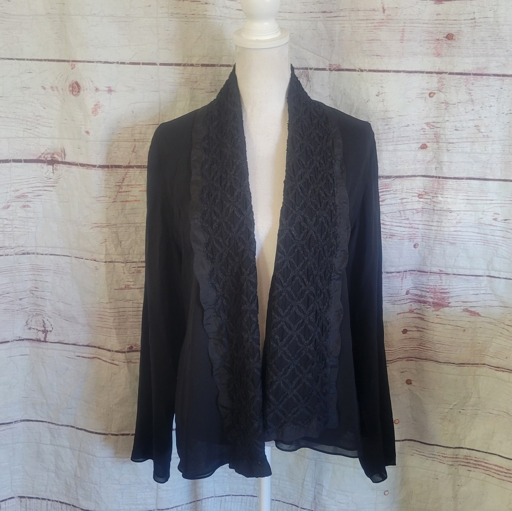 Eileen Fisher Silk Embroidered Blazer Size Medium